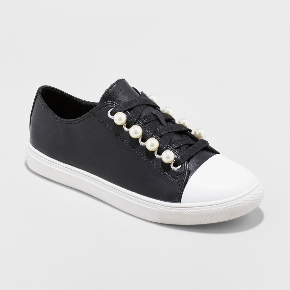 Mossimo Black & White Faux-Pearl Sneakers